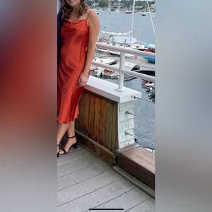 Bebe Solid Satin Bias Slip Dress